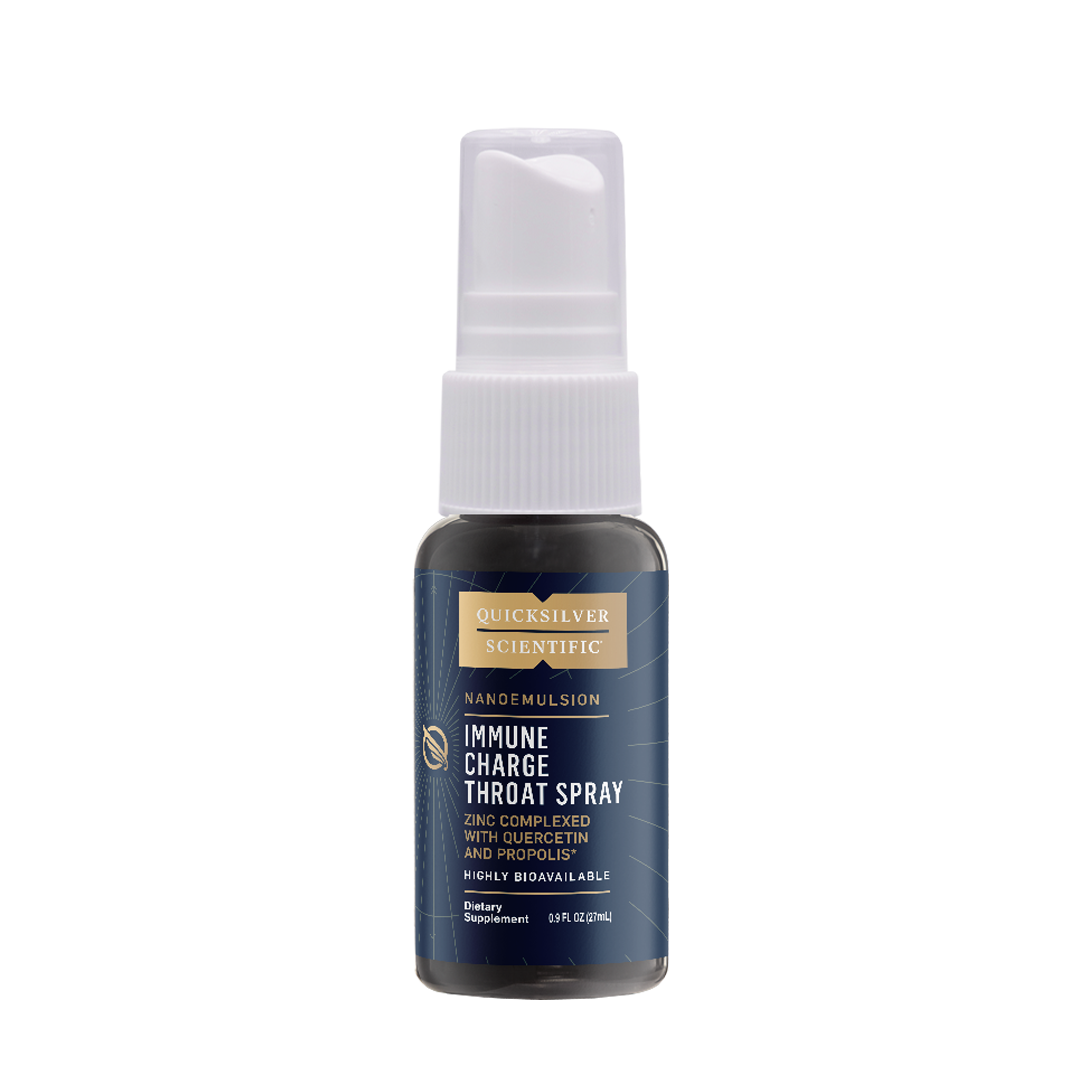 Quicksilver Scientific Nanoemulsion Immune Charge Throat spray Zinc Complexed with Quercetin and Propolis Highly Bioavailable Dietary Supplement .9 FL OZ (27mL)